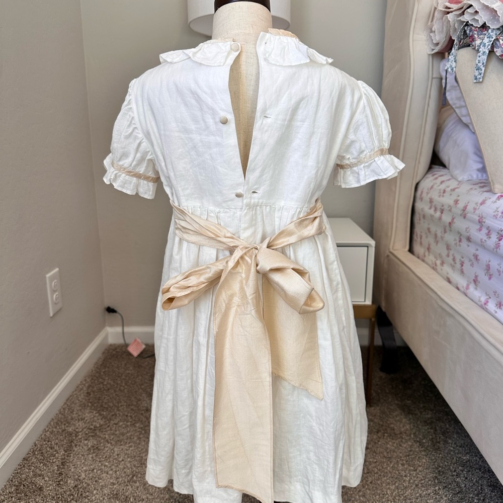 La Coqueta White Ruffled Dress with Smocked Details - Picture 3 of 4